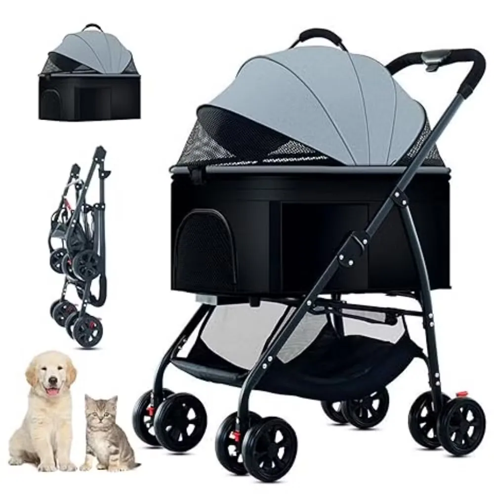 Удобная 4-Wheel складная коляска для домашних животных для маленьких и средних собак и кошек (35lbs)