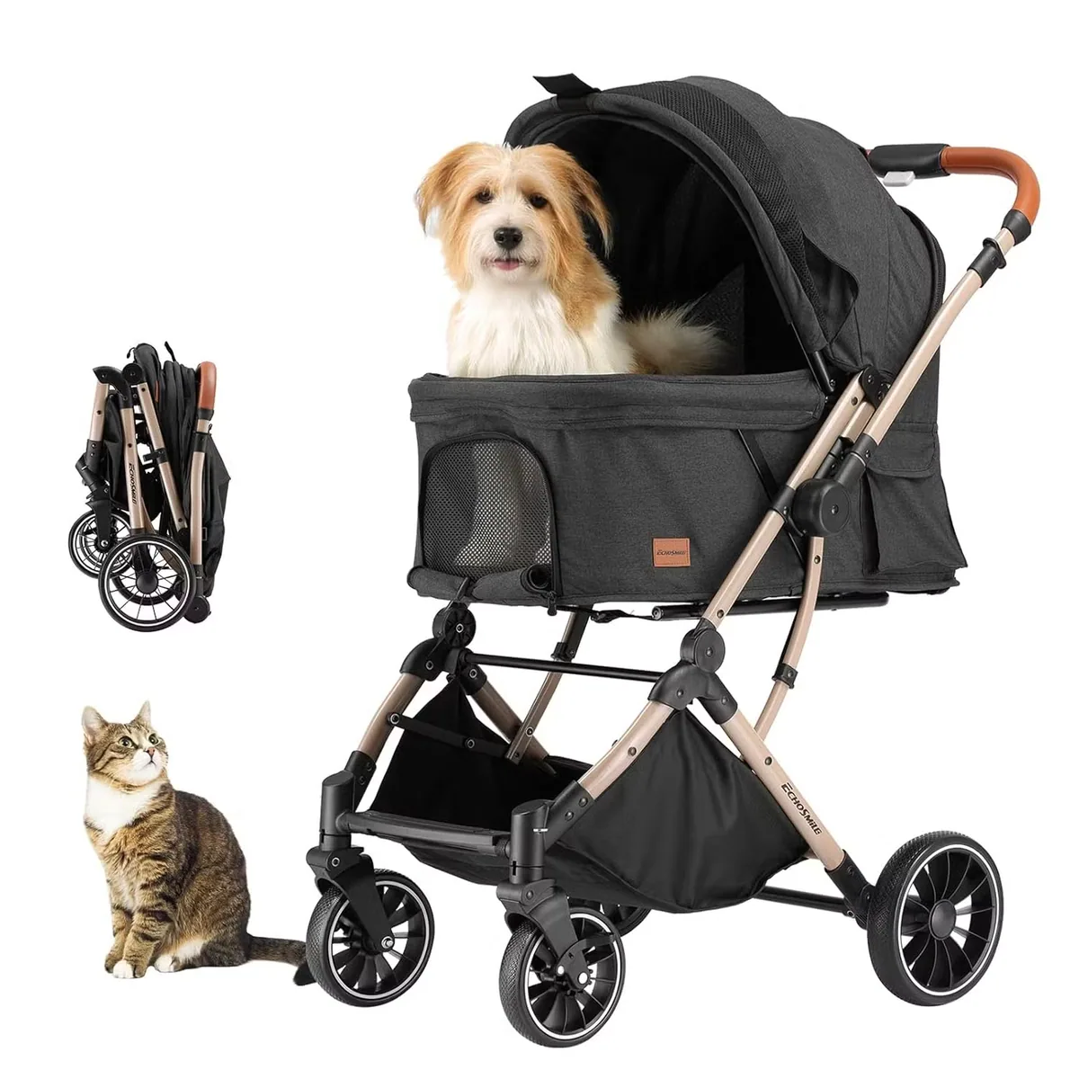 Коляска для маленьких и средних собак 4-Wheel Коляски для домашних животных для средних собак до 50lbs