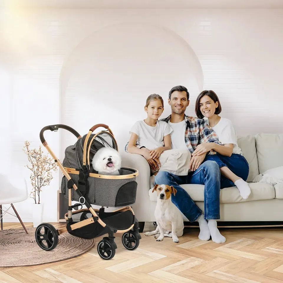 Топ-продаж Luxury Новый Дизайн 4 Колесный Ручной Пушистый Троллей Heavy Duty Не Дорогой Большой Собачий Коляска