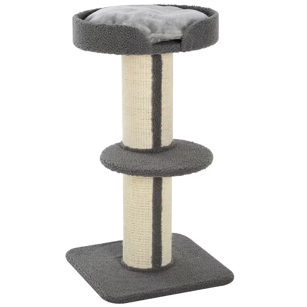 Modern Cat Scratching Post with Round Perch and Cozy House