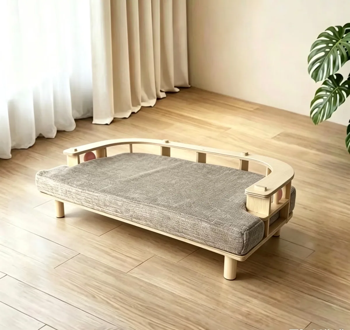 Современный минималистичный диван для кошек из массива дерева с съемной washable подушкой и полками для хранения для мебели в гостиной