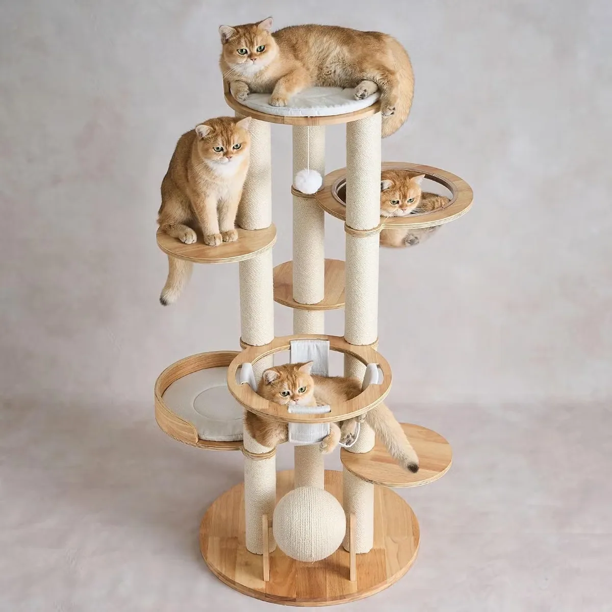 Современная деревянная кошачья башня, 54" высокая кошачья башня