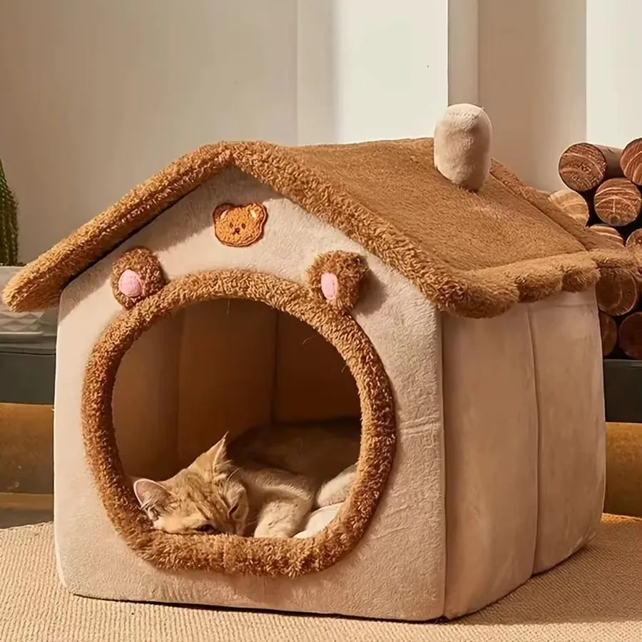 Складной домик для домашних животных, съемный и washable, домик для кошек, пещера для щенков, диван, кровать для домашних животных для очень маленьких собак и маленьких и средних кошек