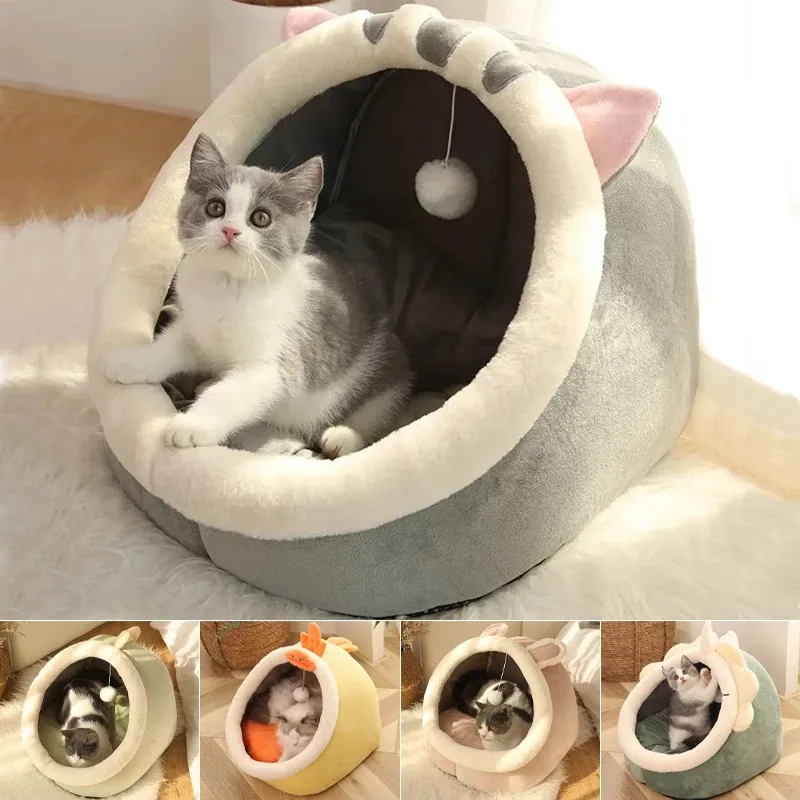 Мягкая кошачья кровать, теплый питомец, уютная корзина для котят, подушка, домик для кошек, палатка, очень мягкий мат для маленьких собак, сумка для стирки, кровати для кошек в виде пещеры