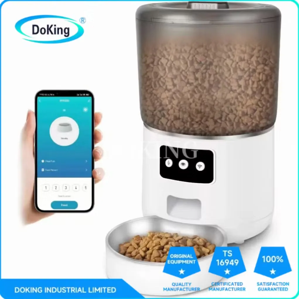 Портативный умный кормушка для домашних животных Wellfine 1.5kg USB диспенсер для сухого корма 4L