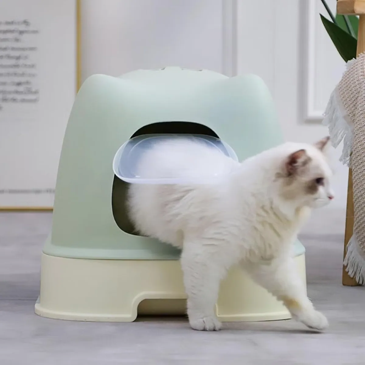 Закрытый кошачий ящик с совком для средних и больших кошек