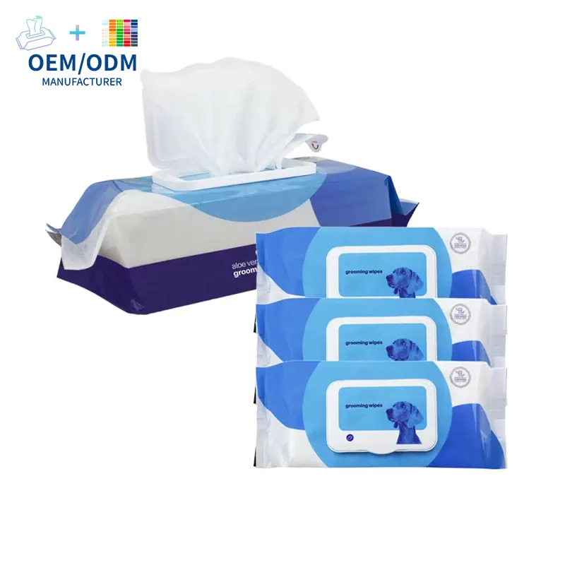 OEM Нежные эколоически чистые органические салфетки для кошек и собак частная марка салфеток для домашних животных