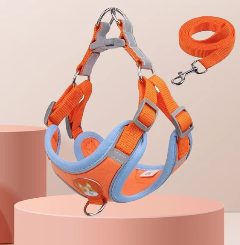 Регулируемый замшевый поводок для собак с leash, отражающий дышащий грудной ремень для прогулок с питомцем на улице