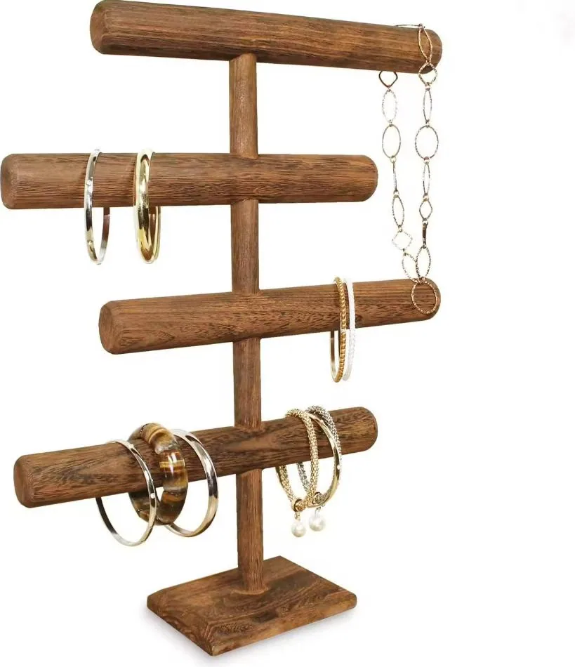 Деревянная коричневая подставка для украшений Органайзер для necklaces Держатель для браслетов