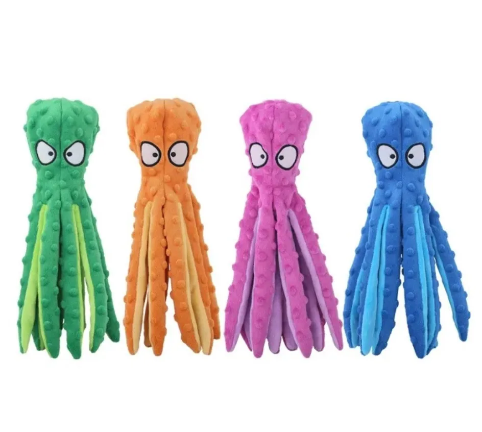 Игрушки для собак в форме осьминога, squeaky, без наполнителя, жевательная игрушка, шуршащая мягкая игрушка
