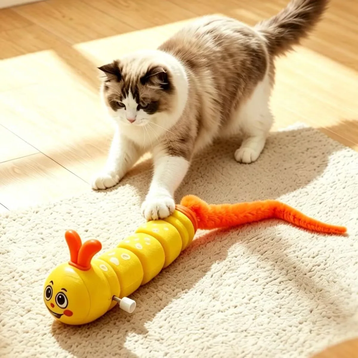 Игрушка для кошек AiJH Вращающийся Wiggle Гусеница Плюшевая Длиннохвостая Автоматически Вибрирующая Игрушка, чтобы развлекать и радовать вашу кошку