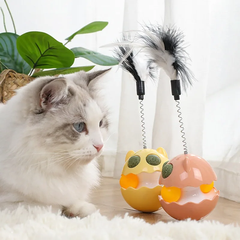 Игрушка для кошек с кошачьей мятой, самовосстанавливающаяся, с пером и колокольчиком для котят и кошек