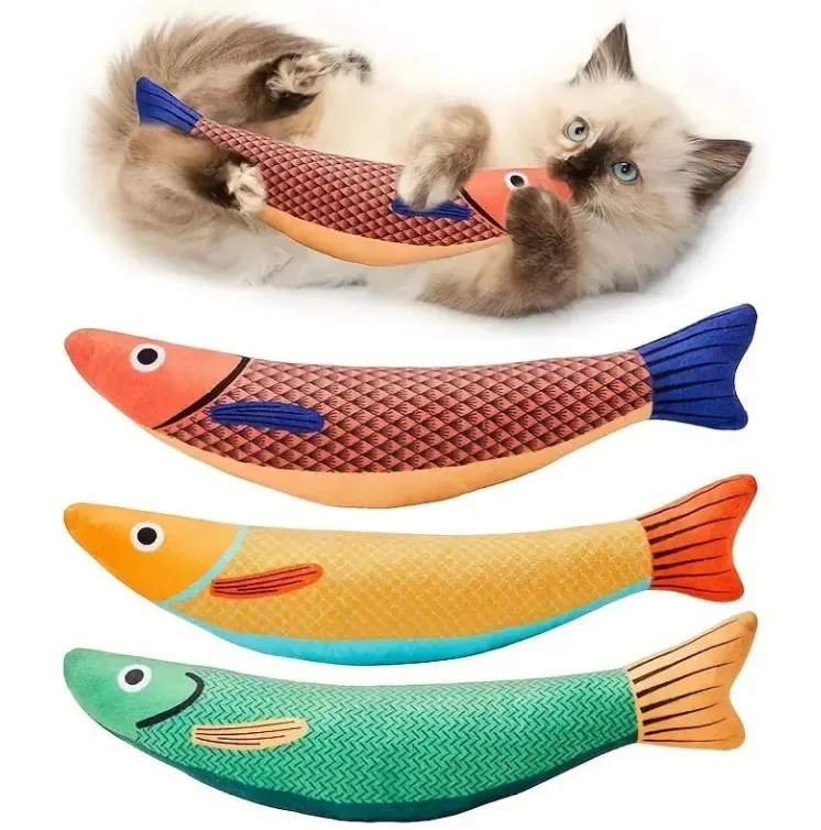 Интерактивные игрушки с кошачьей мятой, шуршащие, в форме рыбы, с squeak, для домашних животных