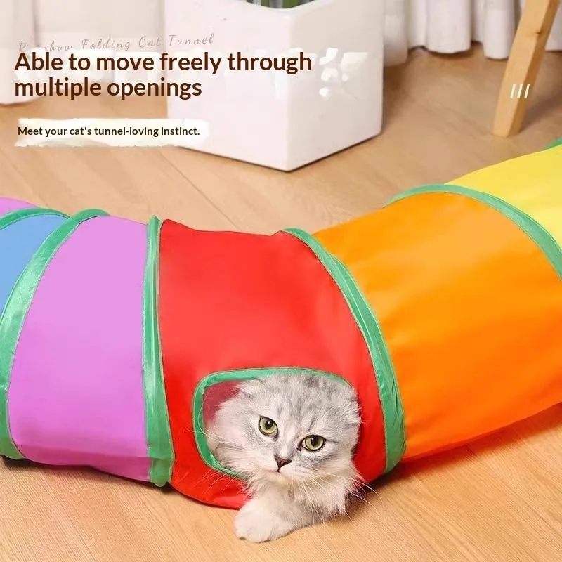 Прочный складной туннель для кошек с игрушечным мячом для упражнений котят