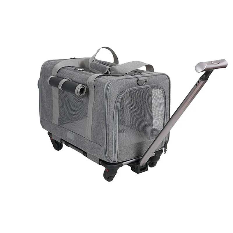 Модный дышащий переноска для собак и кошек, одобренная для авиаперевозок, с колесами
