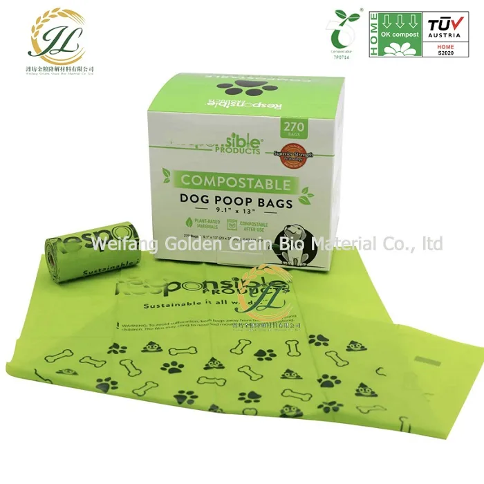 OEM кукурузный крахмал собачьи ароматизированные биоразлагаемые мешки для собачьих экскрементов на основе кукурузного крахмала с диспенсером, экологически чистые и компостируемые