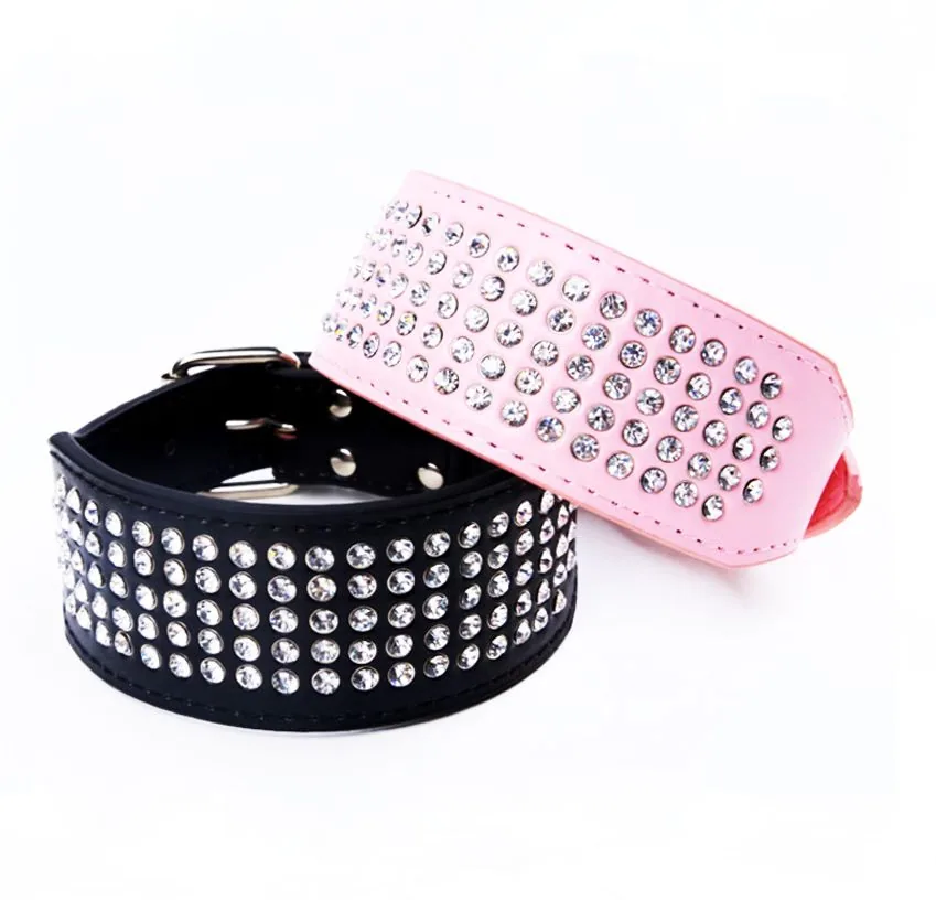 Кожаный регулируемый ошейник для собак, ошейник с rhinestone для маленьких собак
