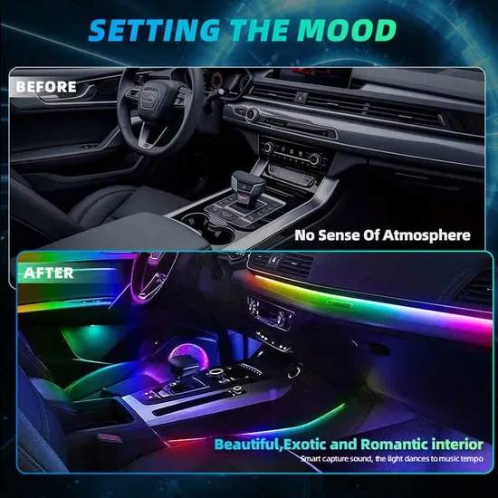 22 In1 Симфония 64color Автомобильное ambient освещение RGB Оптическая акриловая лента Симфония Автомобильное ambient освещение