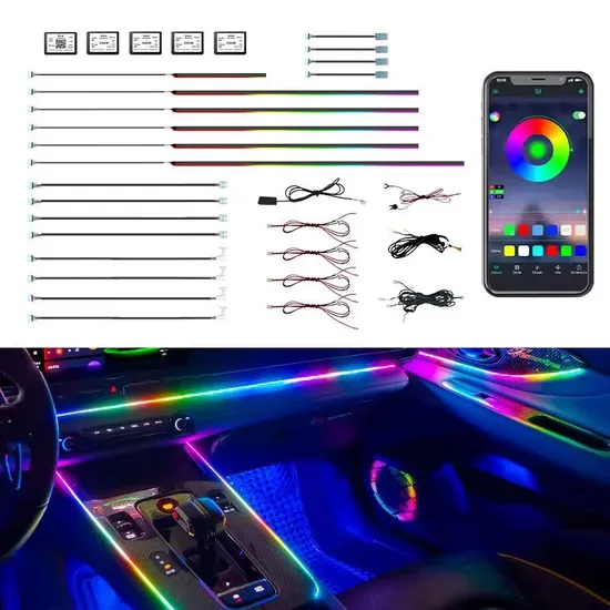 Система атмосферной подсветки автомобиля Универсальная 6 в 1 RGB светодиодная интерьерная лента управление приложением ритм музыки