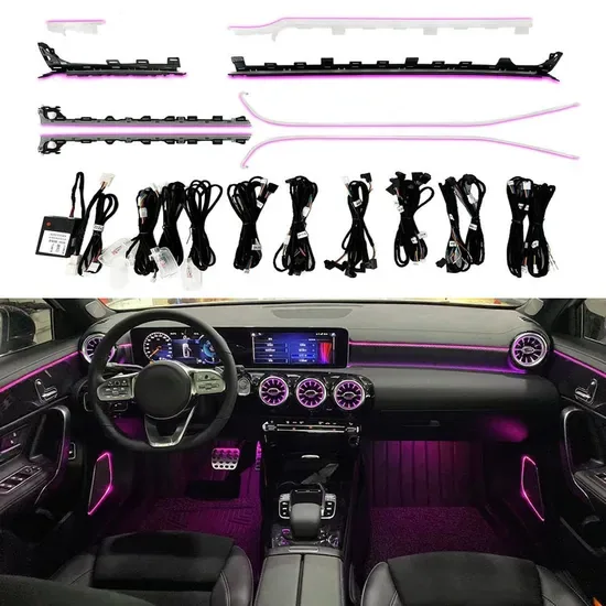 64 Цвета W177 Улучшение атмосферного освещения для Mercedes Benz a Class A200 A180 Светодиодное освещение интерьера