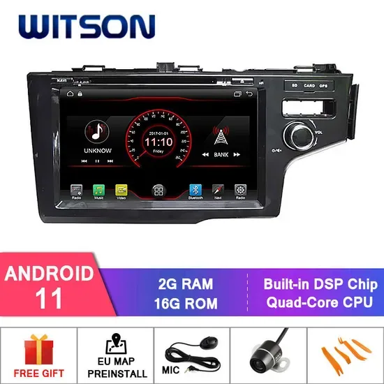 Витсон Четырехъядерный Андроид 11 Автомобильный DVD GPS для Honda Fit 2014 Праворульный Встроенный модуль WiFi
