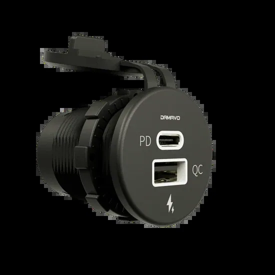 Дуальный USB быстрое зарядное устройство Pd для автомобиля мотоцикла лодки QC3.0 12V 24V