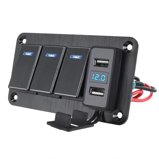 4gang 12V 24V Панель управления из алюминия, водонепроницаемая, для лодки, светодиодный вольтметр для лодки IP66 Морская панель переключателей