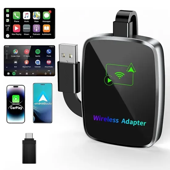 2 в 1 Беспроводной адаптер USB C для Carplay и Android Auto, адаптер и OEM ODM Bt Car Play Converter Ia Box для Audi Toyota