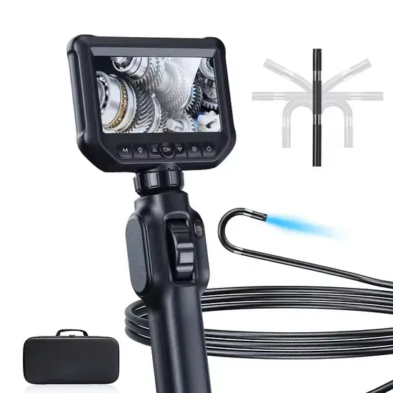 3m Длинный кабель 8mm Двойная линза камеры 2-Way Артикуляции 360 Гибкий видеоэндоскоп для промышленной инспекции