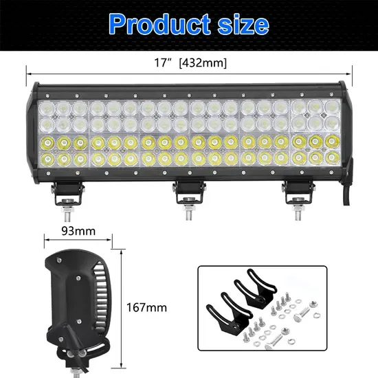 17inch 216W Четырехрядная светодиодная световая панель для горного оборудования, строительной техники, тяжелых грузовиков, комбайнов, тракторов, автомобилей для бездорожья 4X4 Крыша рабочее освещение