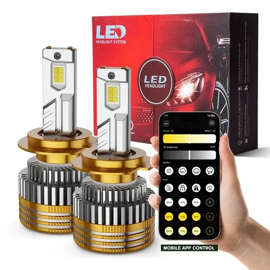 Управление цветом приложения 150W 15000lm светодиодная фара H1 H4 H7 H11 9005 9006 автомобильная лампочка
