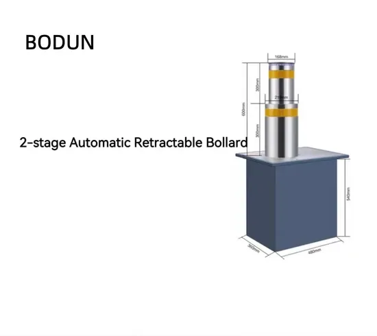 Выдвижной автоматический электрический боллард Bodun Electric из нержавеющей стали, 2-ступенчатый