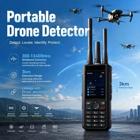 300MHz-13.4GHz Портативный радиочастотный детектор для обнаружения беспилотников и идентификации FPV с ультра широкополосной технологией