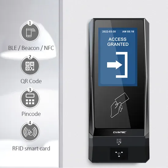 IP65 Настенный контроллер доступа без касания с QR-кодом, сканером штрих-кодов, RFID, BLE и NFC считывателем
