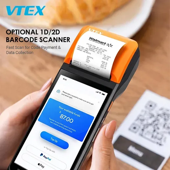5.5" 4G LTE POS-терминал с двумя SIM-картами, NFC, сканером штрих-кодов 6400mAh Портативный мобильный Android 13 POS-терминал