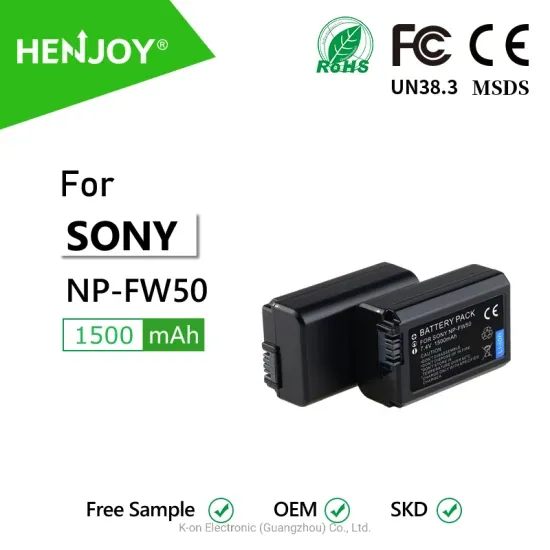 Батарея Henjoy® Np-Fw50, совместимая с камерой Sony Alpha A6500, A6300, A6000, A7s, A7s II, A5100, A5000