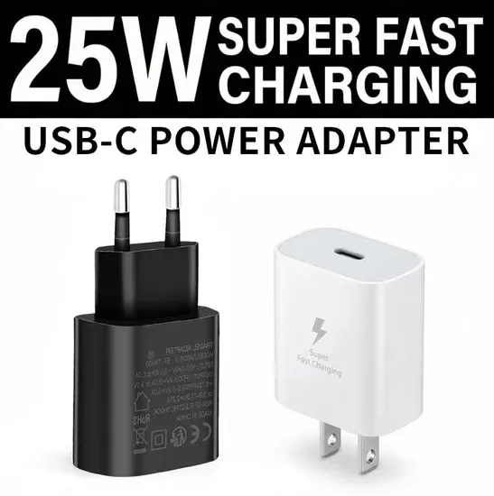 Зарядное устройство 25W Сверхбыстрое зарядное устройство USB C, адаптер питания, зарядное устройство для телефона Type-C для S21 S22 S23 S24