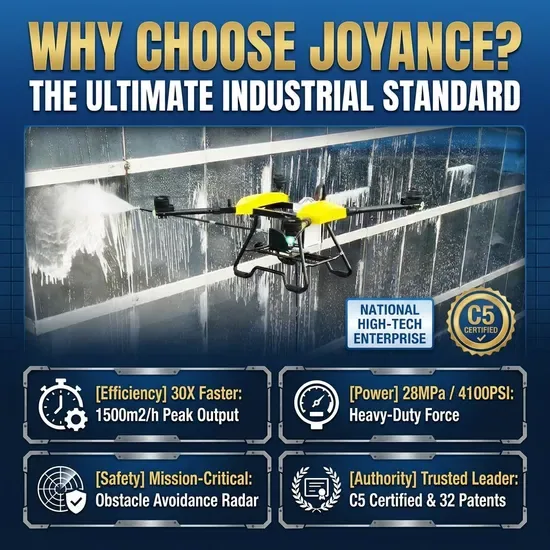 Дрон для мытья окон в высотных зданиях Joyance Jtc30 полностью автономный, профессиональный, тяжелого класса