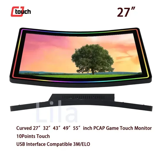 Изогнутый сенсорный монитор 27" для видеоигр на ловкость с LED-подсветкой, 27-дюймовый игровой слот-автомат, игровой слот-терминал