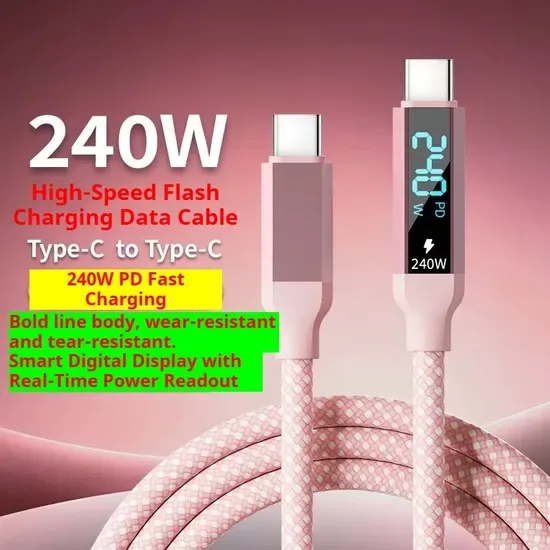 Подарочный кабель для зарядки и передачи данных Smart Digital Display Charging Gift Double Type-C Super Fast Charging Data Cable