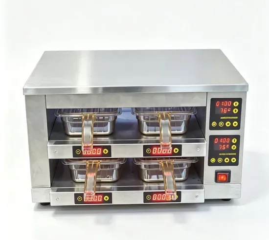 Коммерческий 2-Tier 4-Pan шкаф для хранения мясных котлет с цифровым таймером