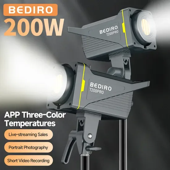 Миаоту 200W Светодиодная видеолампа 2700-6500K Двухцветное регулируемое высокомощное студийное освещение с поддержкой OEM настройки