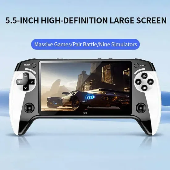 Горячая портативная игровая консоль для видеоигр X9 с двумя джойстиками, 5.5inch с экраном высокого разрешения большого размера, ретро-консоль для видеоигр
