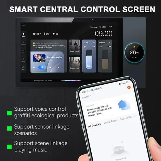 Умный дом Tuya Zigbee 4-Way Динамики Многофункциональная панель управления Tuya Android 8 дюйм с музыкальным фоном для умного дома