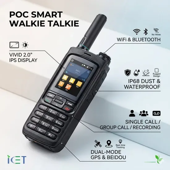 Портативное Андроид Умное Пох Walkie Talkie 4G LTE Сенсорный Экран Двухстороннее Радио с GPS и WiFi Навигацией