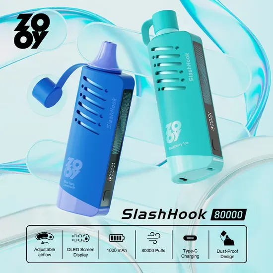 Европейский склад оптовая вейп Zooy Slash Hookah 80K 100K 50K Пухи E Hookah Зарядное устройство Puff Bar Высококачественная электронная сигарета одноразовый вейп