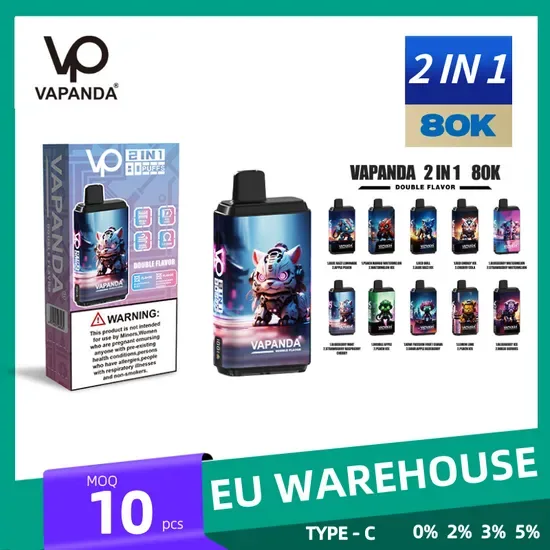 2026 Вапанда 80000 Пuffs 2in1 Двойные Вкусы Новая Одноразовая Вейп-ручка 0%2%3%5% Никотиновая Одноразовая Вейп-ручка