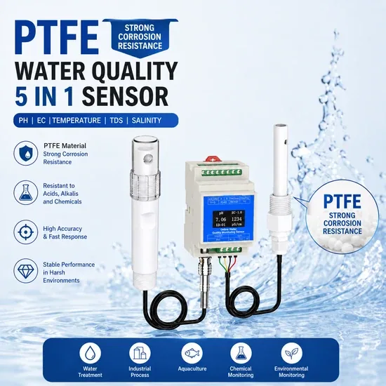 Водостойкий PTFE pH EC TDS датчик солёности для аквакультуры с шлюзом LoRaWAN