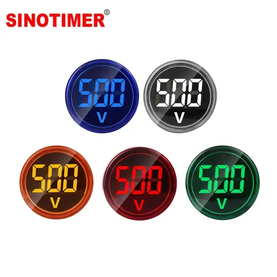 St16V Круглый вольтметр - 5 Цвета, светодиодный дисплей 60-500V, 22mm Отверстие, требуется внешний трансформатор тока Круглый вольтметр Индикатор напряжения