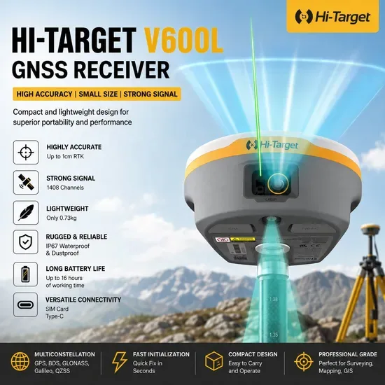 Привет, V600L/Vrtk2 Лазерный РТК GPS GNSS приемник для топографической съемки, совместимый с двойной камерой лазерного GPS РТК
